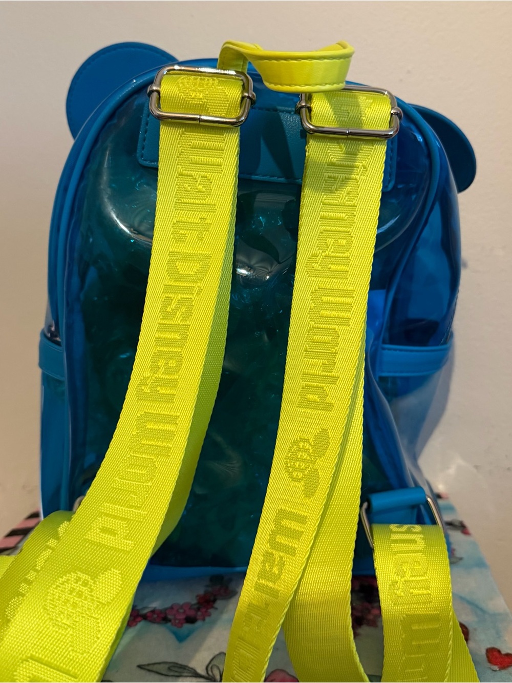 Disney Parks Loungefly Neon Blue Clear Backpack Walt Disney World Mickey Bag - Picture 5 of 8